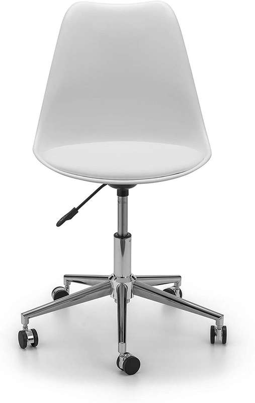 Office Chair - Padded seat with Wheels - White Colour