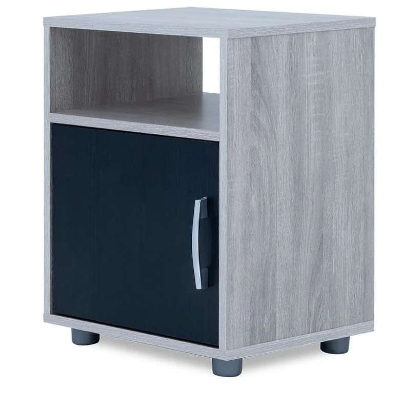 Modern Pedestal/Nightstand - 1-Drawer and 1-Shelf - Brown, Black