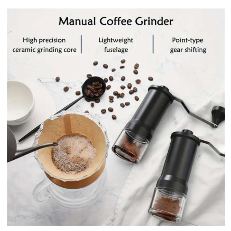 Manual Ceramic Burr Coffee Grinder - Adjustable for Fine/Coarse Grind