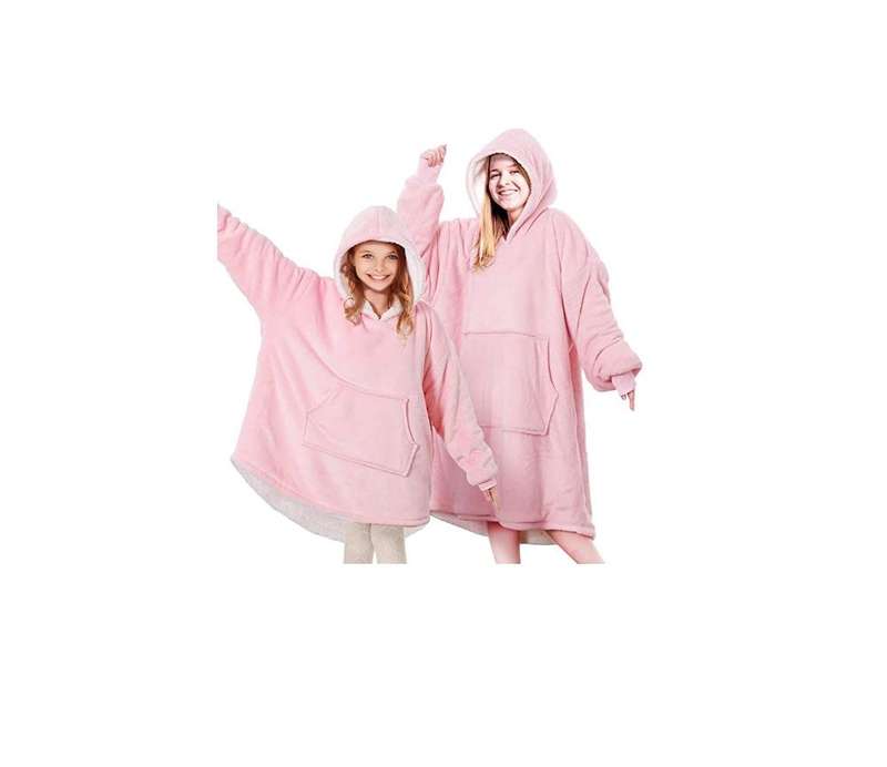 Hoodie Ultra Plush Blanket, One Size - Pink