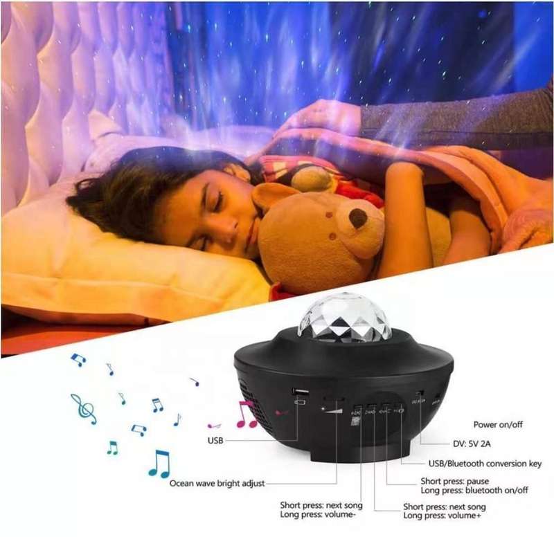 Music galaxy projector light with bluetooth speaker
