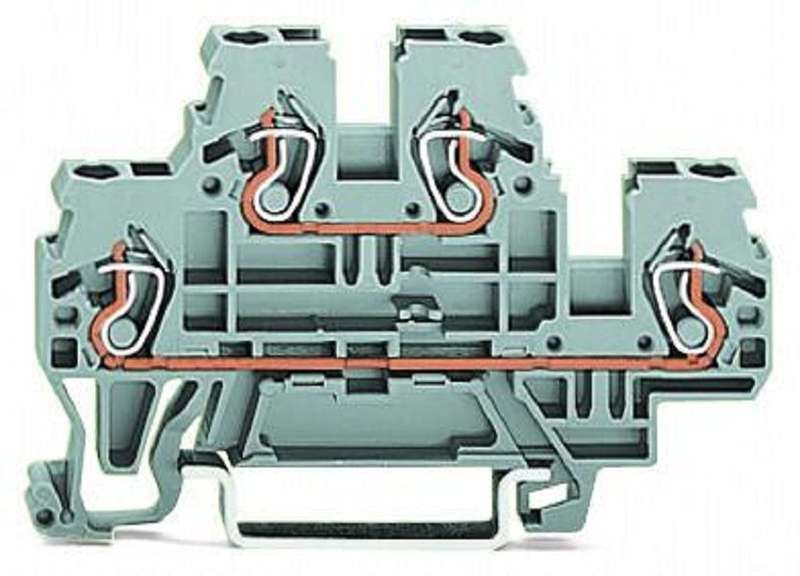 Wago (870-501) DIN Rail Mount Terminal Block, 4 Ways, 28 AWG, 12 AWG