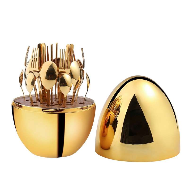 24 Pcs Cutlery Set with Egg Shaped Holder