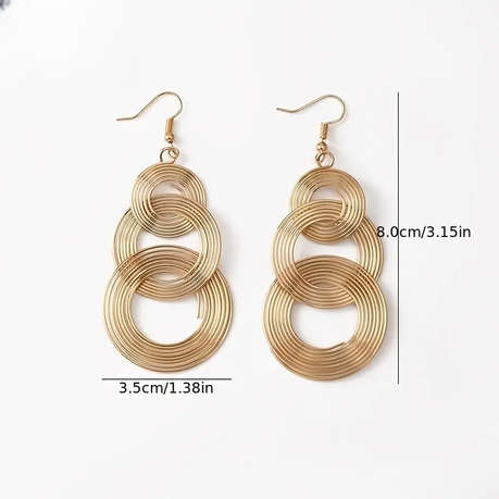 Golden Drop & Dangle Multilayer Circle Earrings