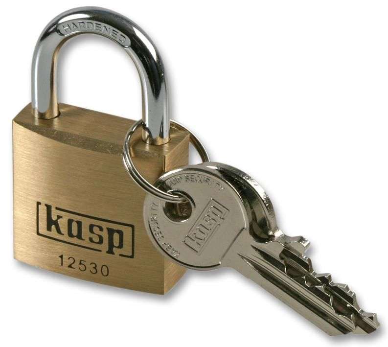 Kasp Security (K12530) Premium Brass Padlock, Hardened Steel Shackle