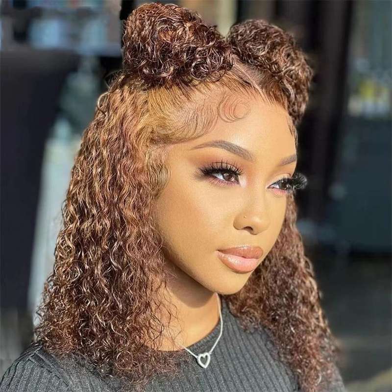 High Quality Highlight Bob-13X4 No Glue Lace Front Wig Brazilian Hair 12"