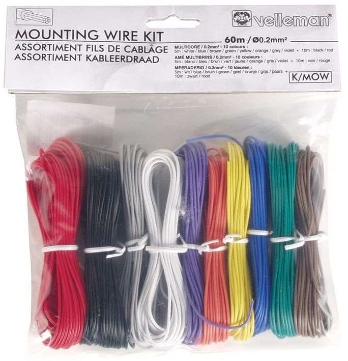 Velleman SA (K/MOW) Mounting Wire Kit, Multicore, 8 x 5m, 2 x 10m 24 AWG