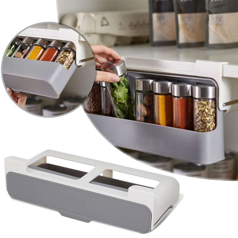 Under Shelf Spice Rack with 6 Jars