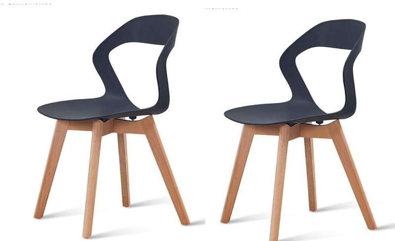 Plastic Kitchen Chair in Black-2 Pack