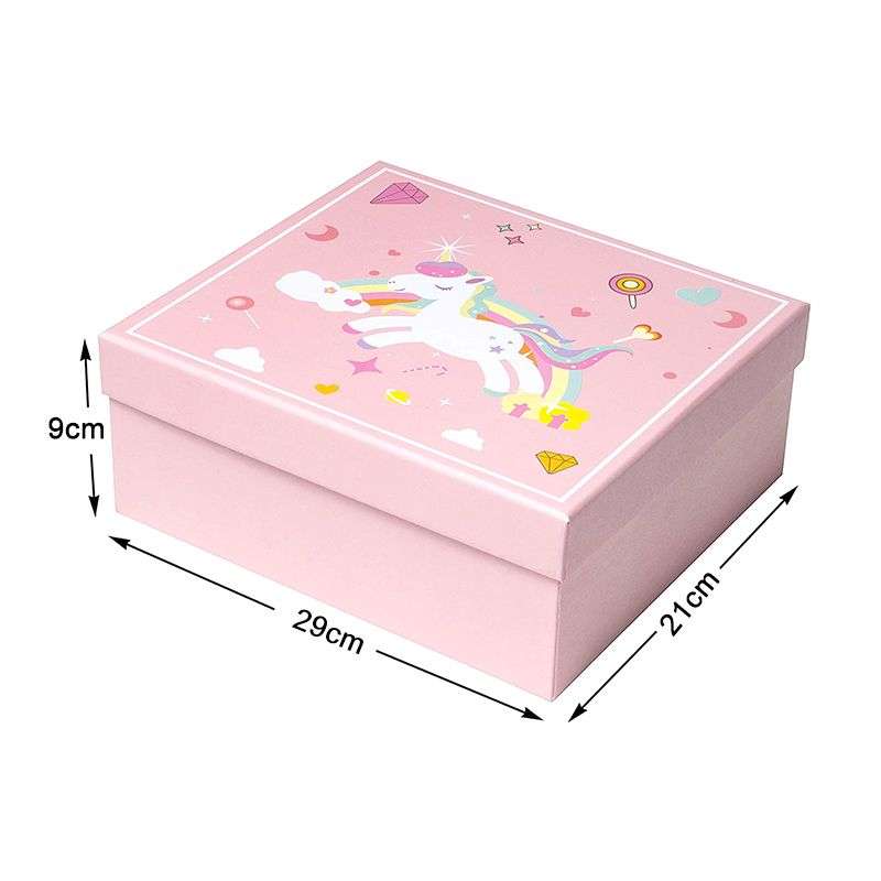 Rainbow Unicorn Gift Box With Lid And Shredded Paper Filler - Blue - S