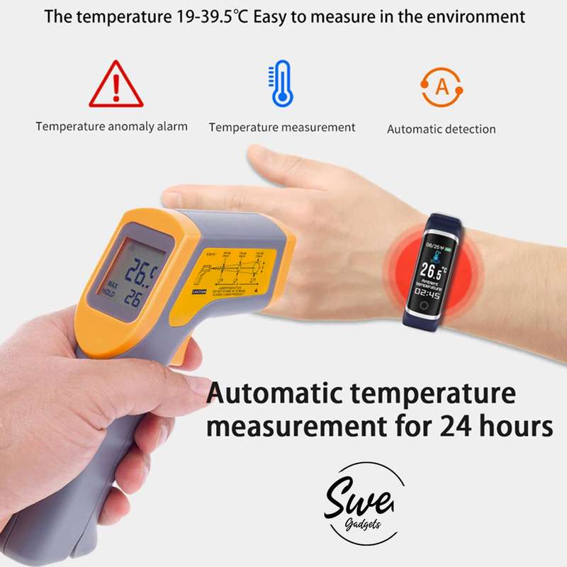 SWEG® Sport Fitness Activity Tracker With Heart Rate Monitor T4 Smart Watch - Black