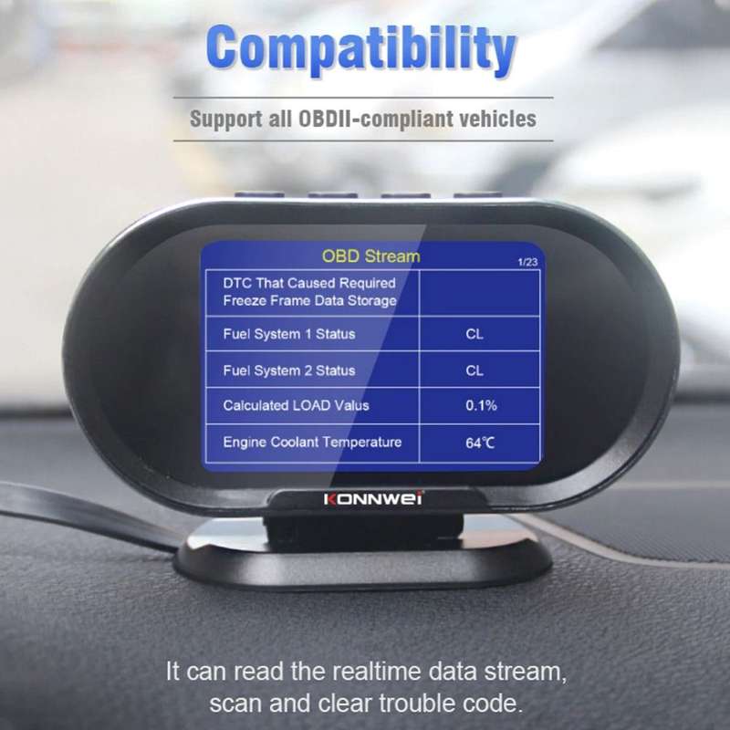 KONNWEI KW206 Auto On-board Computer Gauge + OBD2 Engine Scanner