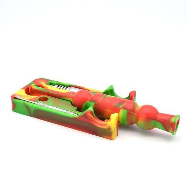 Cannabis Dab Hash 20CM Silicone Nectar Collector Dab Rig Pipe 4 Piece Kit
