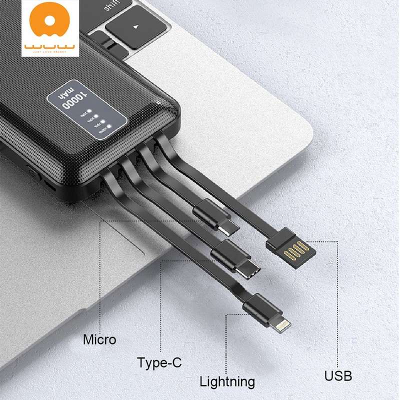 20000mAh Power Bank with 4 Charging Cables
