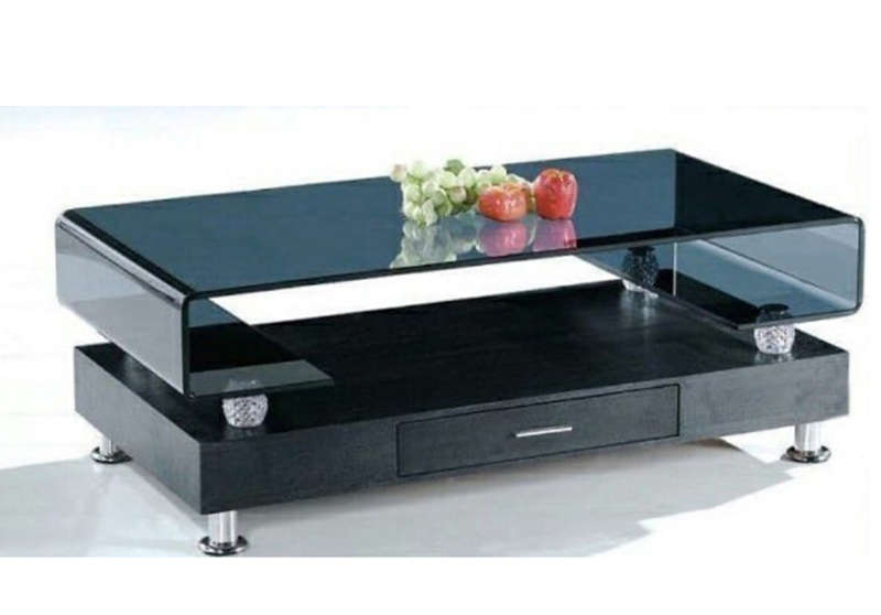 Coffee Tables -Tempered Glass Top -Wooden Base - Black Colour