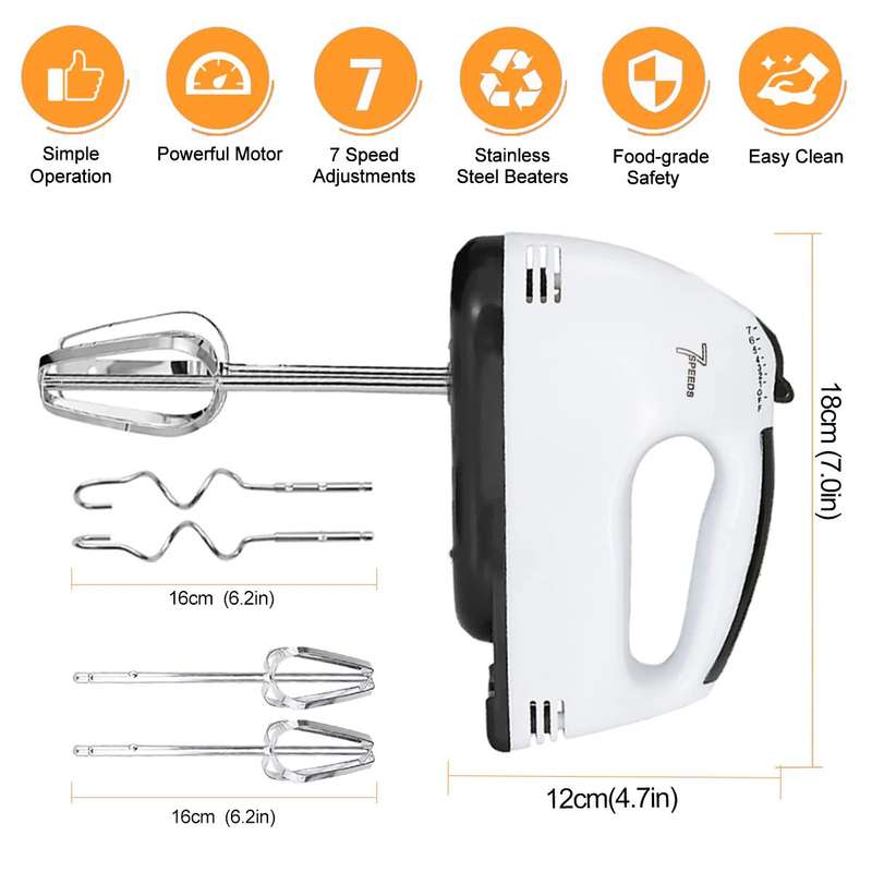 Stainless Steel Electric Hand Mixer 7 Speed