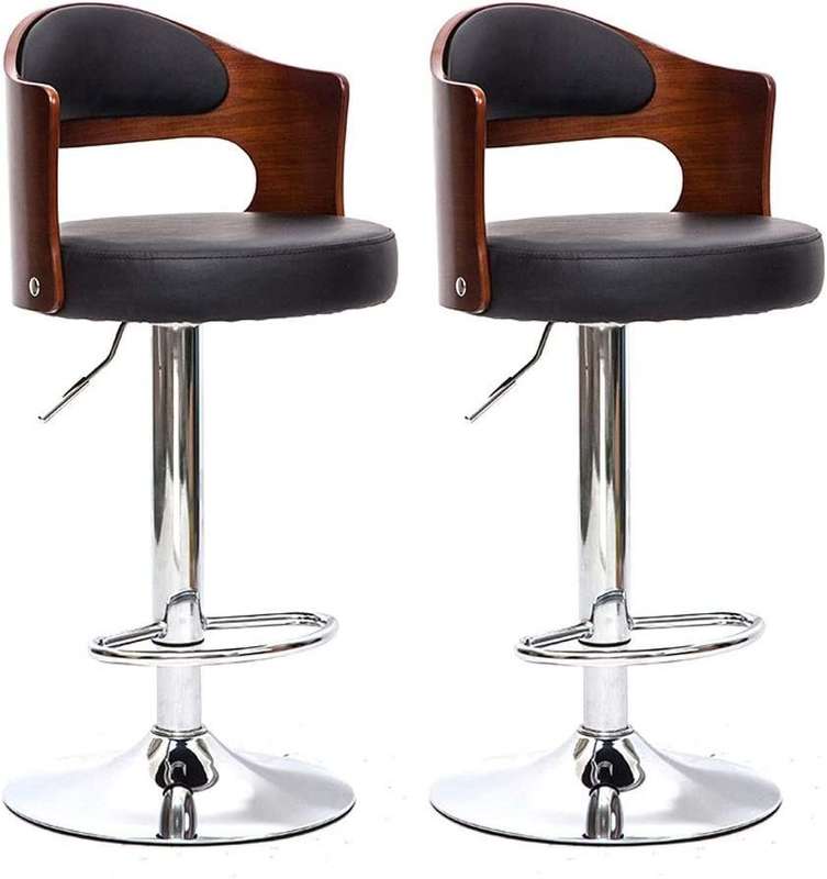 Bar Stool Chair with Metal Height and Leather / Wood