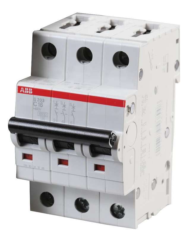 Abb (S203-C16) Thermal Magnetic Circuit Breaker, 16 A, 3 Pole