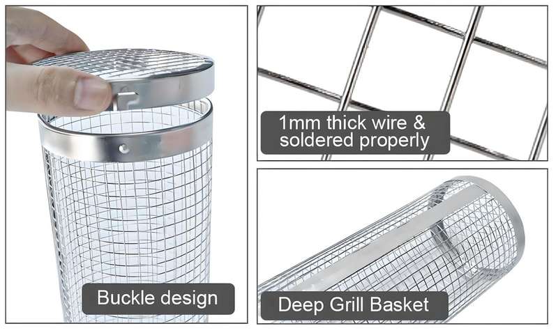 The Rolling Grill/Braai Stainless Steel Basket - L