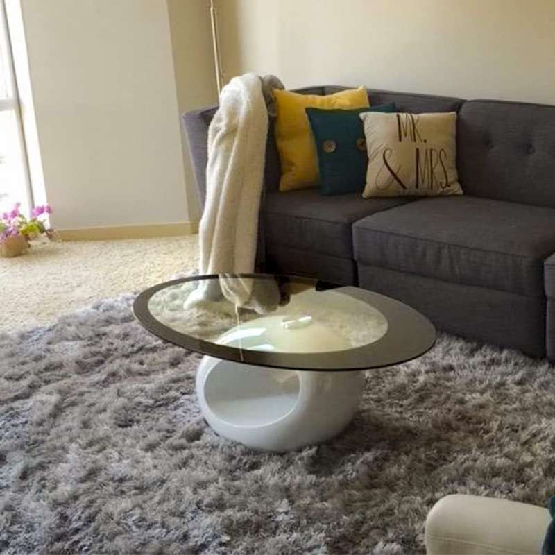 Coffee Tables - Oval Tempered Glass - White