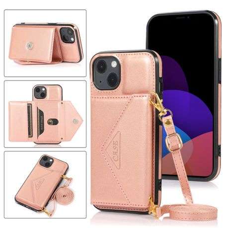 Leather with Adjustable Crossbody Strap Shockproof Wallet Case For iPhone 14