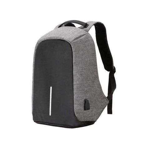 Anti-theft Travel Backpack Laptop School Bag with USB Charging Port - Grey