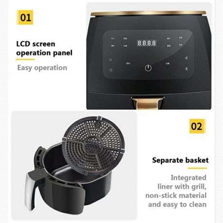 Extra Large 2400w Capacity LCD Touch Screen Air Fryer - 6l