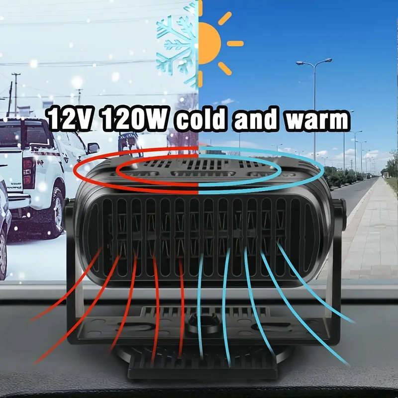 2in1 12V 120W Portable Mini Car Heater Fan - Plug-in Vehicle Defogger