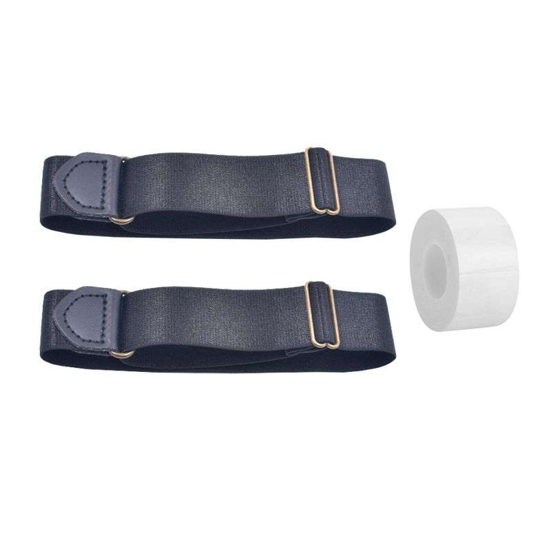 Sleeve Garters Elastic Armband With Collar Protectors - Black