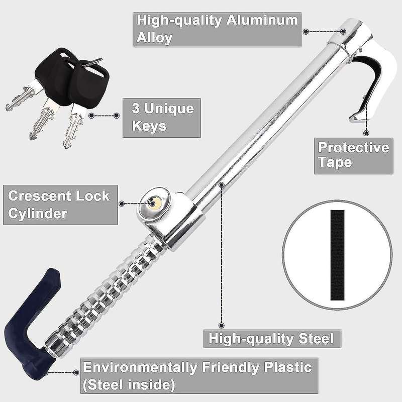 Steering Wheel Lock Bar, Anti-theft Security Pedal Lock