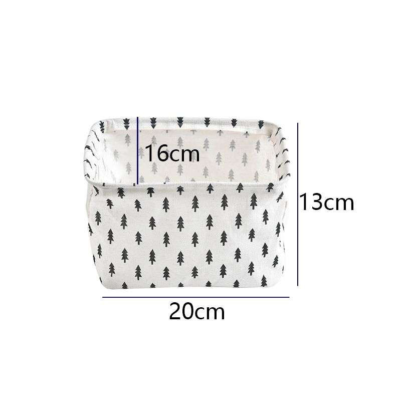 Set of 3 Small Cotton Linen Foldable Storage Containers - Black