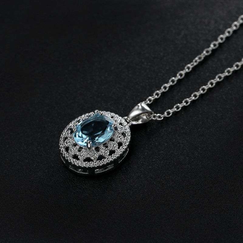 Shiny Crystal Rhinestone Oval Pendent Bridal Jewellry Set