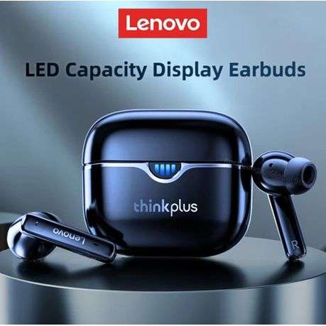 LENOVO - LP15 - LED Display Earbuds With Bluetooth 5.3 Connectivity - Blue