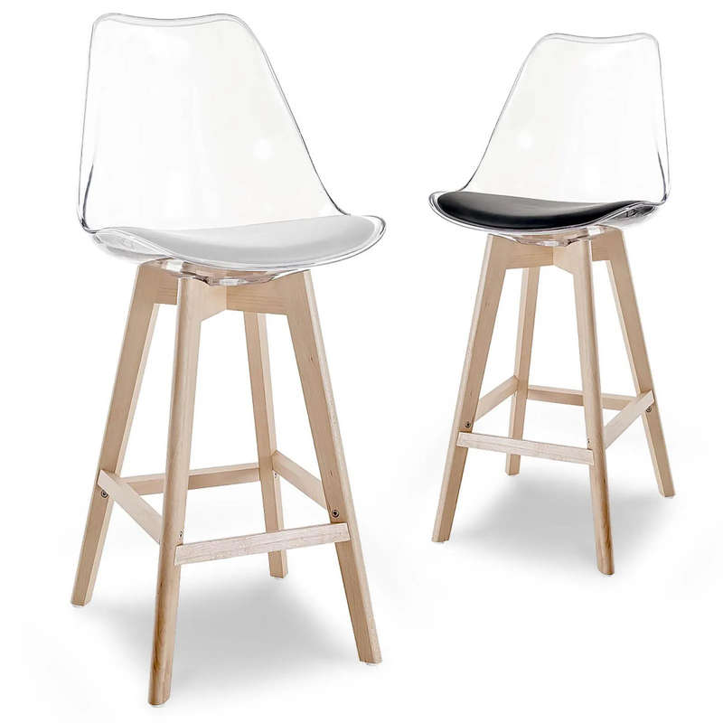 Transparent High Bar stools- Ergonomic & Elegant Design- Transparent Black
