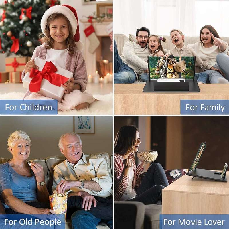 6D Portable Mobile Screen Amplifier F12 - White - With Bluetooth Speaker