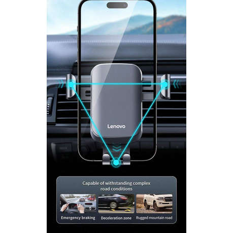 LENOVO - Phone Mount for Car Vent With Upgraded Clip - Black
