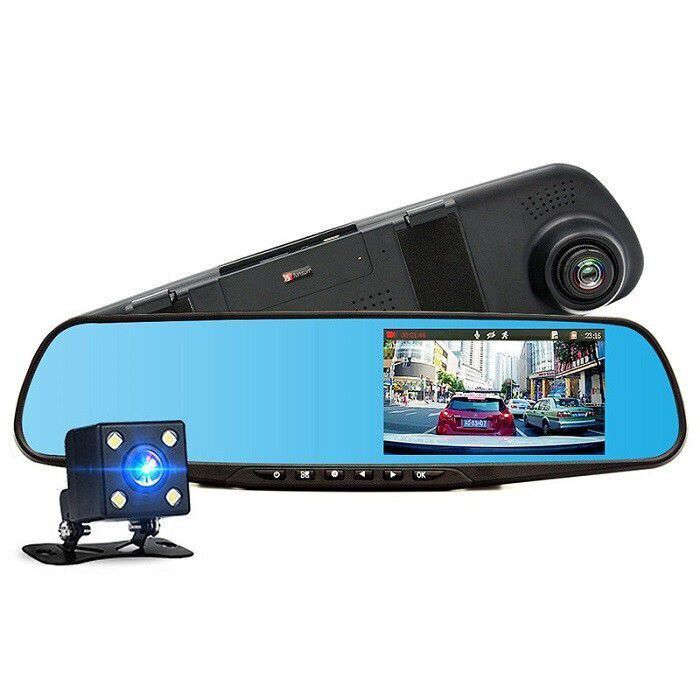 Rearview Mirror Dual Channel DVR Camera Recorder Dash Cam