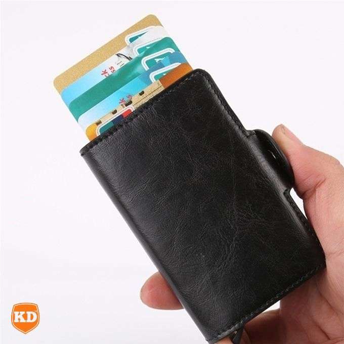 PU double-box aluminum alloy  automatic spring card case