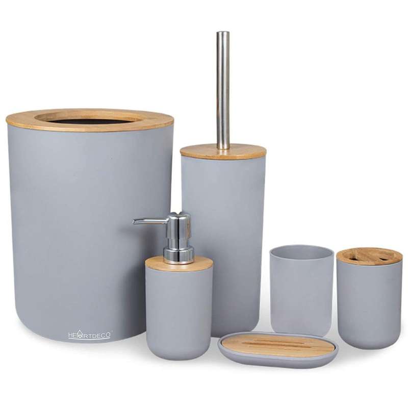6 Piece Bathroom Accessories Set - Grey