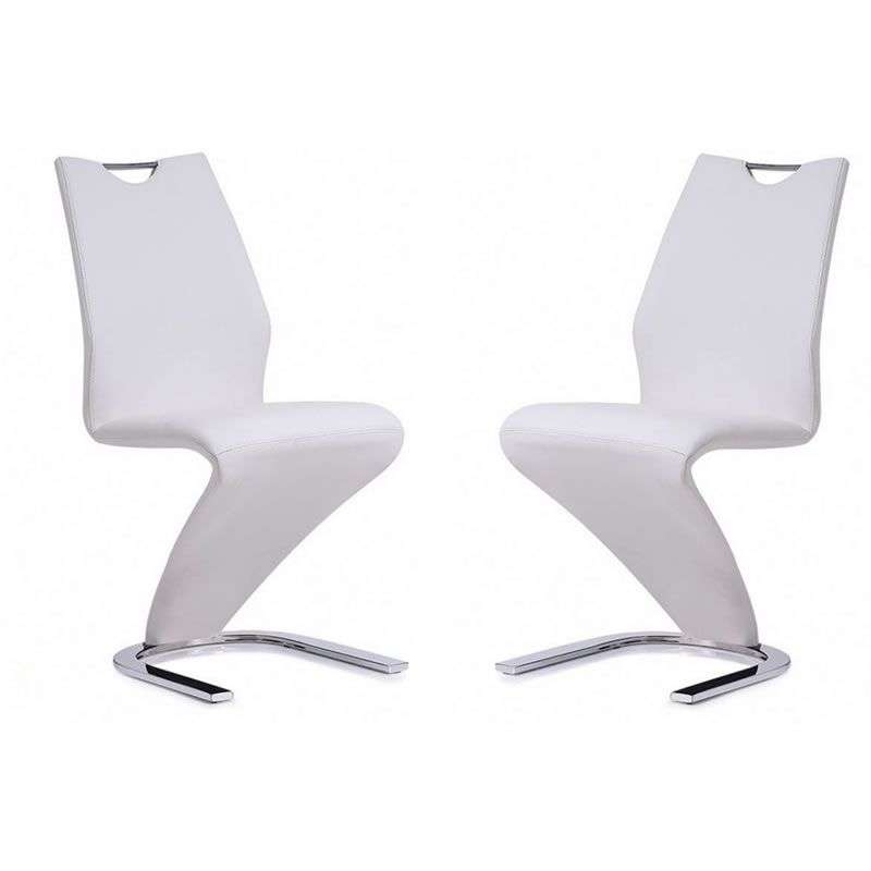 Dining Chairs Set of 2 Z-Shape Luxury and Modern  - White Colour