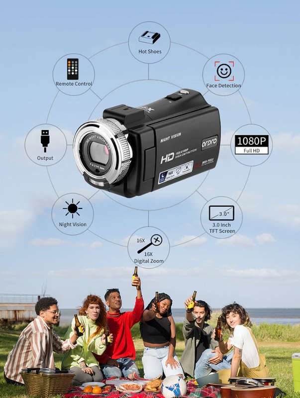 3 Inch TFT 16X Digital 4K High Definition Video Camera Recorder Q-DV16X