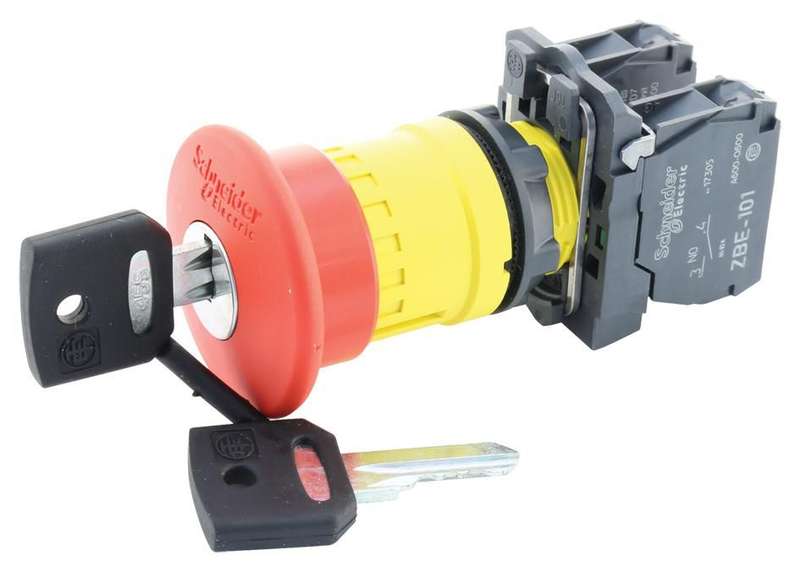 Schneider Electric (XB5AS9445) Emergency Stop Switch, SPST-NO, 6 A, 120 V