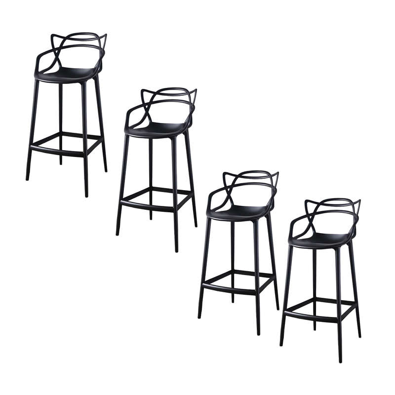 Bar Stool - Plastic - Black - 4 Pack