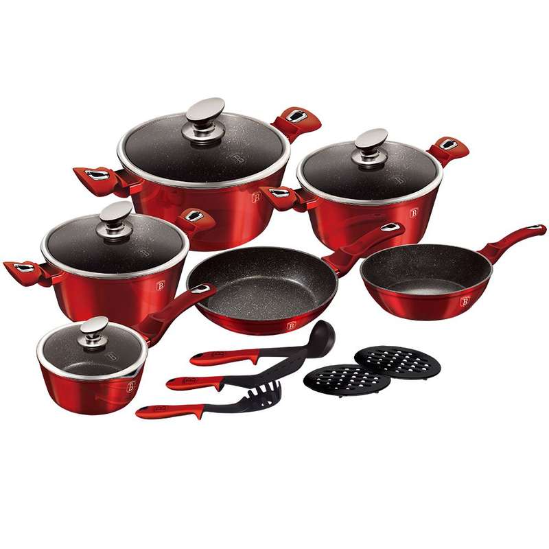 Berlinger Haus 15 Piece Marble Coating Cookware Set - Burgundy (DISPLAY MODEL)