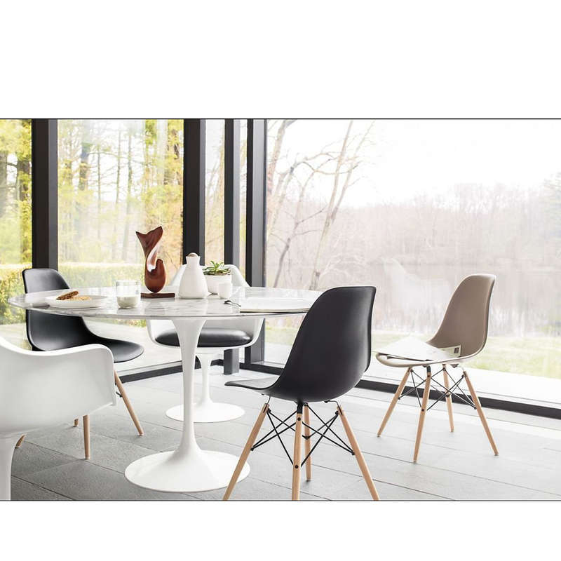 4 Black Wooden Leg Dining Chairs Set