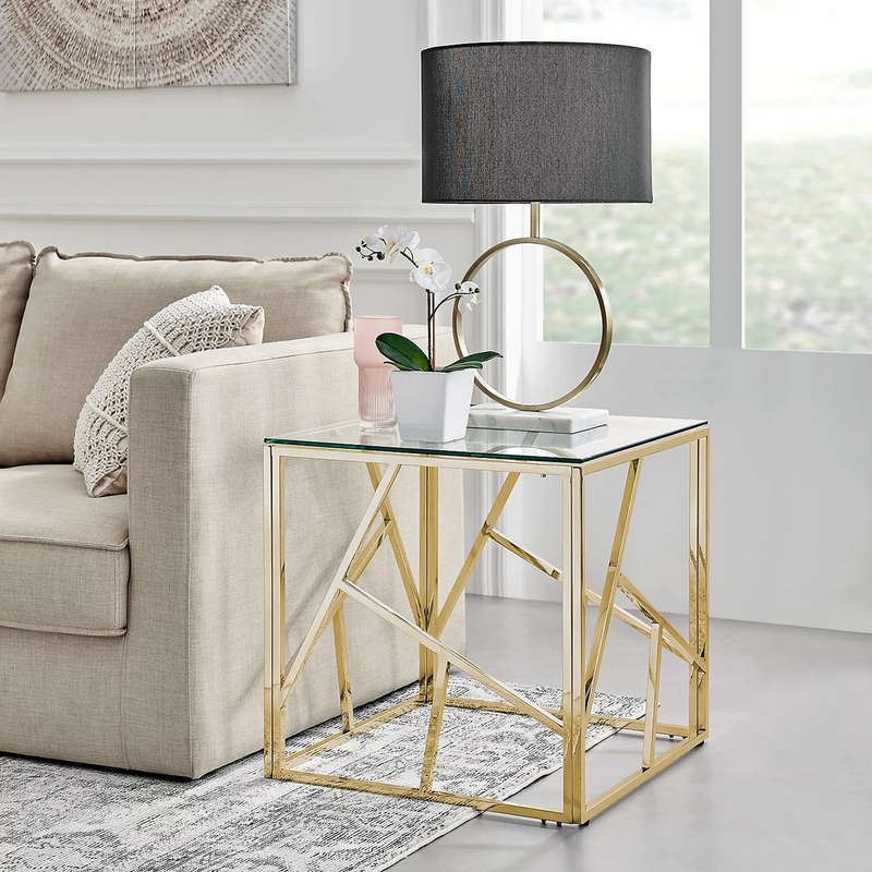 Cyprus Side/ End Table - Gold Transparent
