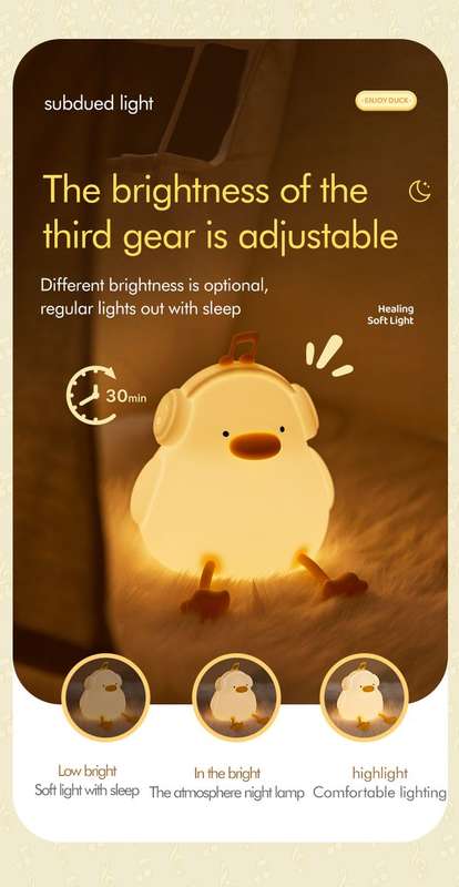 Enjoy Duck Rechargeable Dimmable Night Light Lamp with Timer
