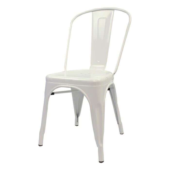 Metal stackable chair outdoor/indoor use- - White - 6 Pack