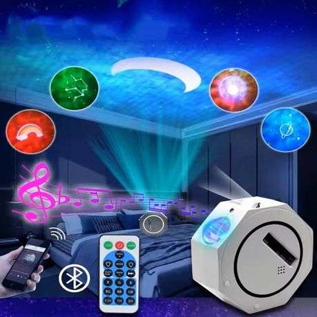 Octagonal Sky Projector star moon lamp with Bluetooth Music Speaker