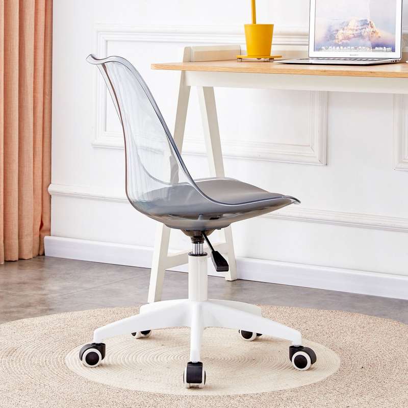 Transparent Office Chair with Colored Seat Pad -  Grey